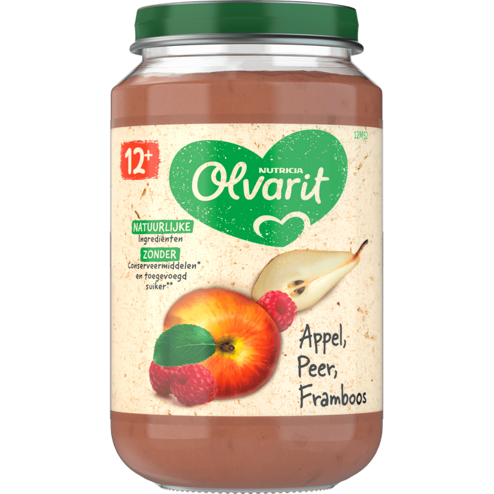 Olvarit 12+ Maanden Appel Peer Framboos 200g
