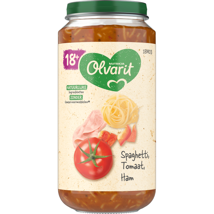 Olvarit 18+ Maanden Spaghetti Tomaat Ham 250g
