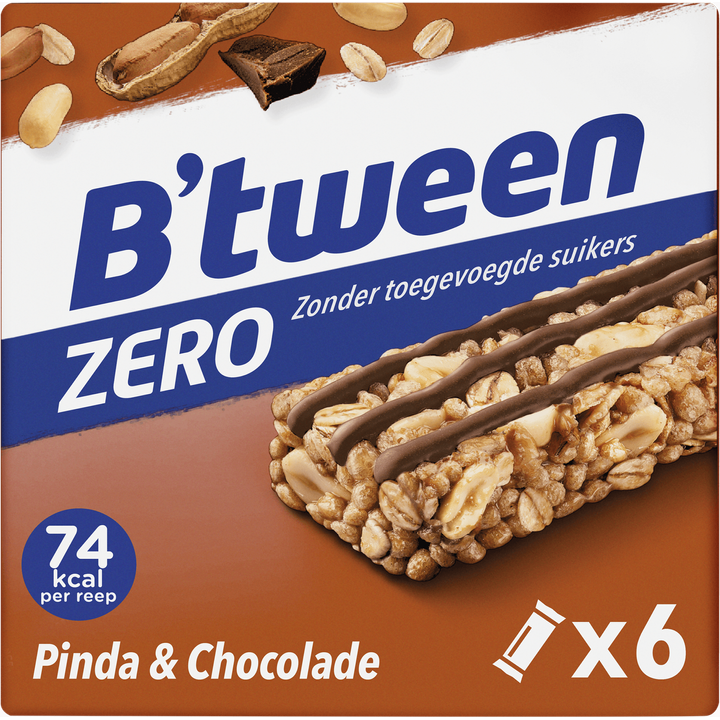 Hero B'tween Mueslireep Zero Pinda & Chocolade 6 x 20g