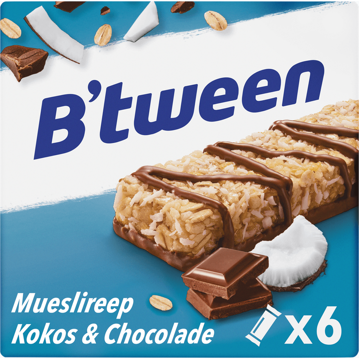 Hero B'tween Mueslireep Kokos & Chocolade 6 x 25g