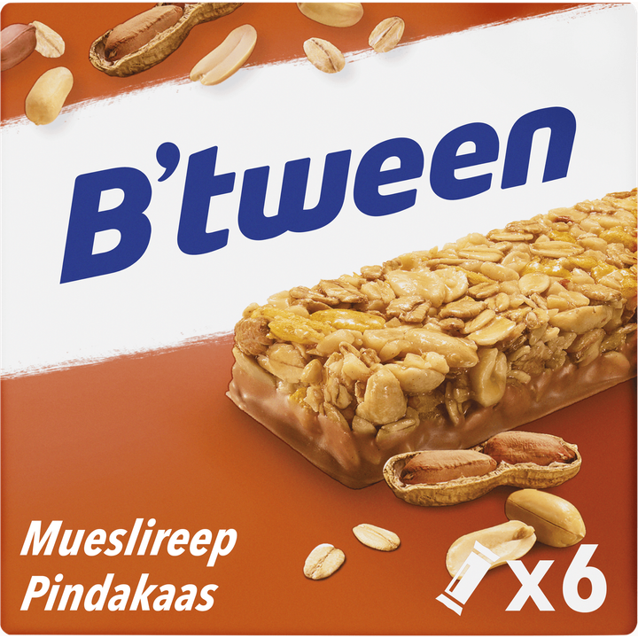 Hero B'tween Mueslireep Pindakaas 6x25g