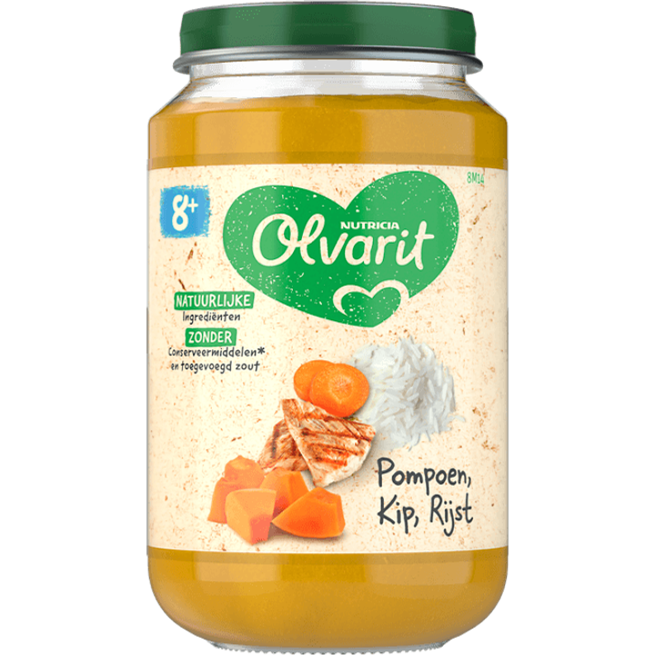 Olvarit 8+ Maanden Pompoen Kip Rijst 200g
