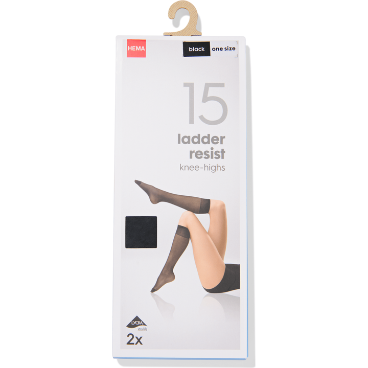 Black One Size 15 Ladder Resist Knee-Highs 2 Stuks