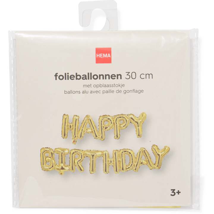 Folieballon Happy Birthday Goud