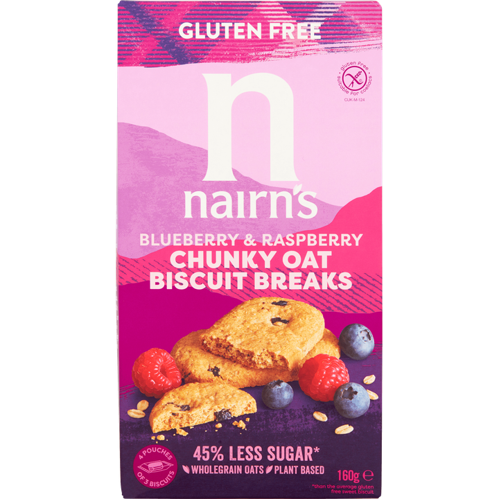 Nairn's Gluten Free Blueberry & Raspberry Chunky Oat Biscuit Breaks 160 g