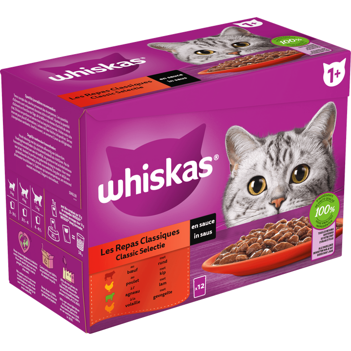 Whiskas 7 Senior Selectie In Gelei Maaltijdzakjes Multipack - Kattenvoer - Vis Groente 40x85 g - Noorse Boskat - Pets Place