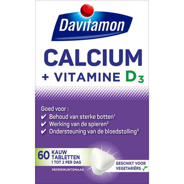 Davitamon Voedingssupplement Calsium + Vit D Mint 60 Tabletten