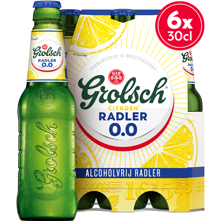 Grolsch - Citroen Radler - 0.0% Alcoholvrij - Fles - 6 x 300ML
