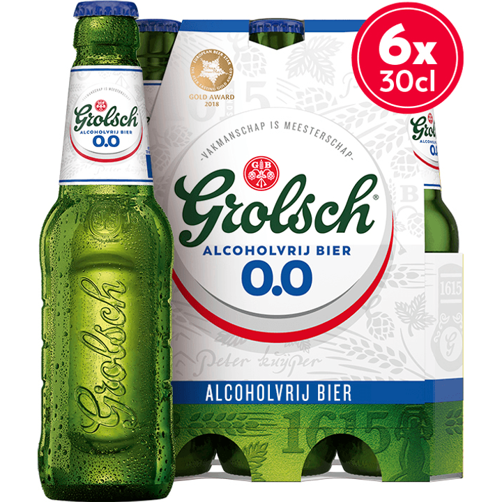 Grolsch Alcoholvrij Bier 0.0 Fles 6 x 300ml