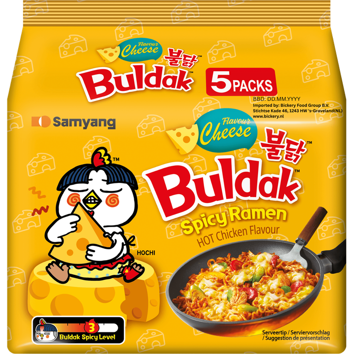 Buldak Noedels Spicy Ramen Cheese Flavour 5 x 140 g