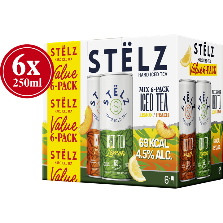 Stelz Hard Iced Tea Peach & Lemon 6x250ML