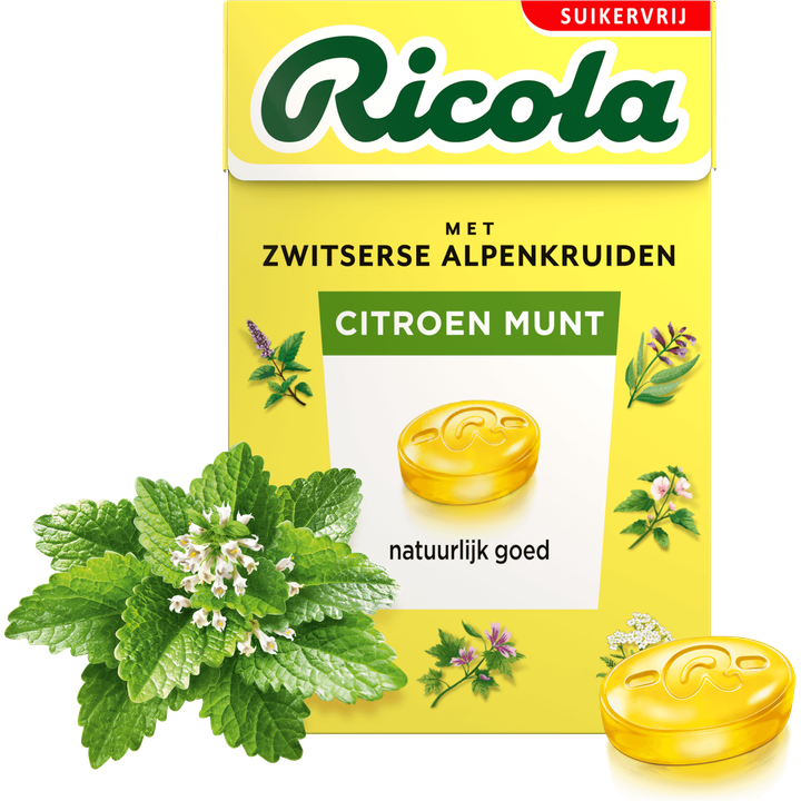 Ricola Citroen Munt suikervrij doosje 50 g