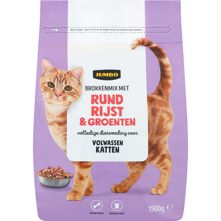 Brokkenmix met Rund Rijst & Groenten Katten Volwassen
