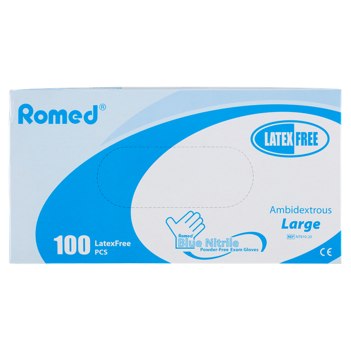 Romed Blue Nitrile Handschoenen Poedervrij L - 100 Stuks