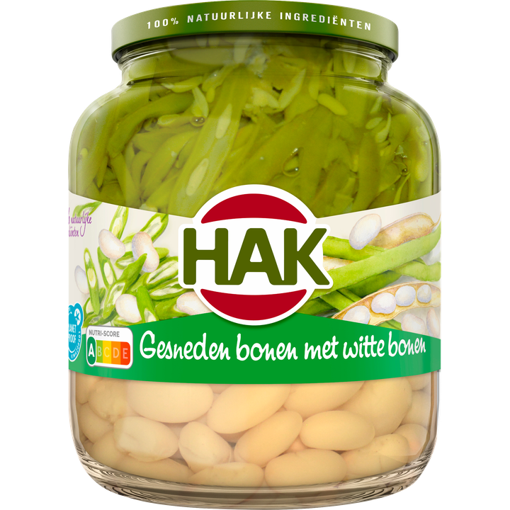 Hak Gesneden Bonen met Witte Bonen 685 g
