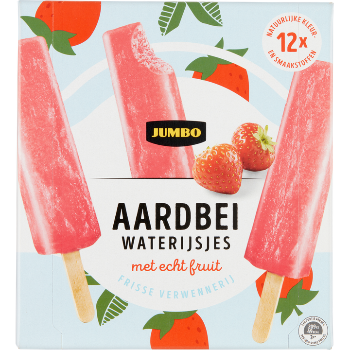 Aardbei Waterijsjes met Echt Fruit 12 Stuks