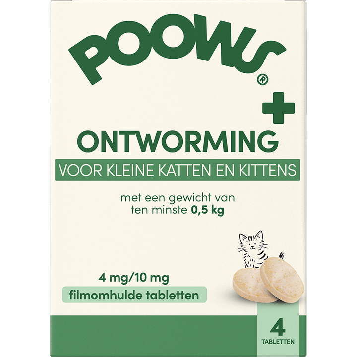 PoOws Ontworming voor Kleine Katten en Kittens > 0,5kg, 4 Tabletten