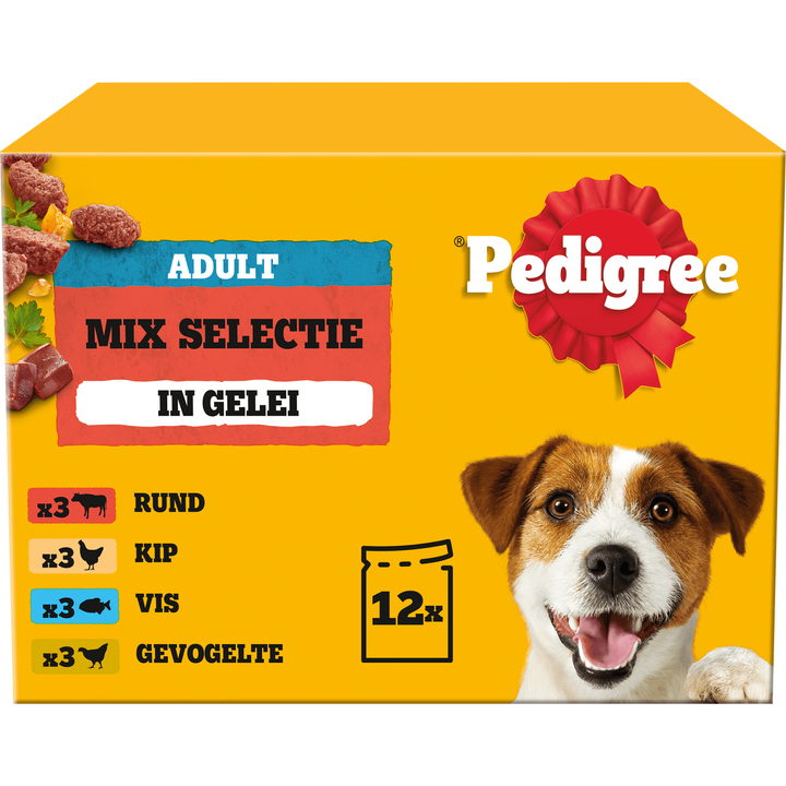 Pedigree Adult Maaltijdzakjes - Mix Selectie in gelei - Hondenvoer - 12 x 100 g
