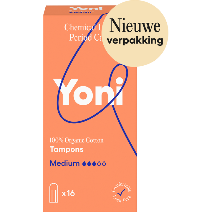 Yoni tampons medium 100% biologisch katoen 16 stuks