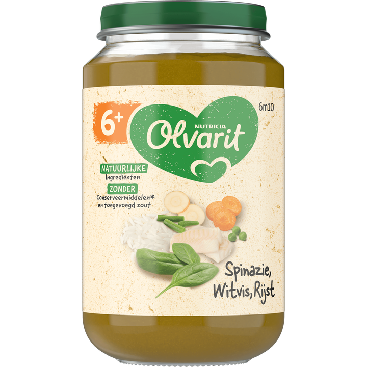 Olvarit 6+ Maanden Spinazie Witvis Rijst 200g