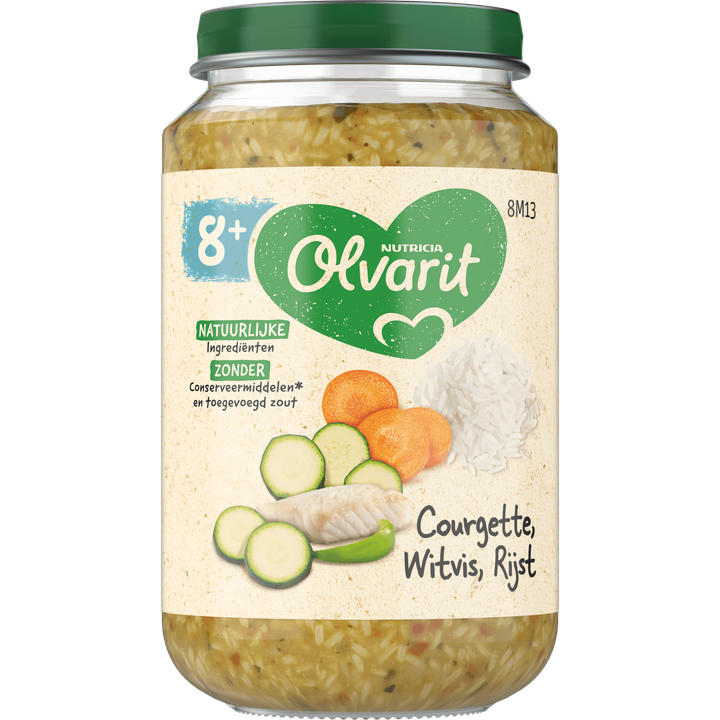 Olvarit 8+ Maanden Courgette Witvis Rijst 200g
