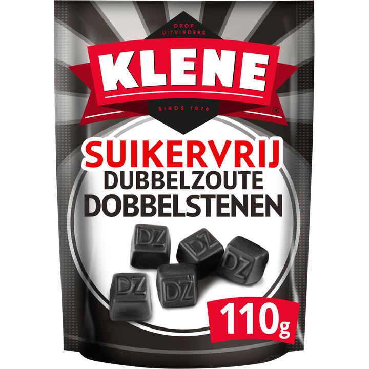 Klene Drop Dubbelzoute Dobbelstenen Suikervrij 110g