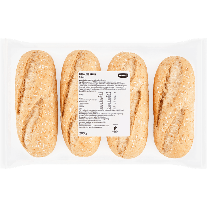 Merkloos Jumbo - Pistolets Bruin - 4 Stuks