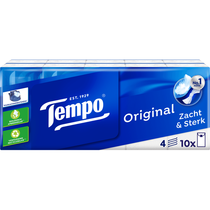 Tempo Zakdoeken 4 Lagen 10 x 10 Stuks