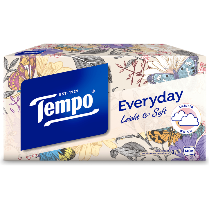 Tempo Light Doekjes 3-Laags XXL Box 140 Stuks