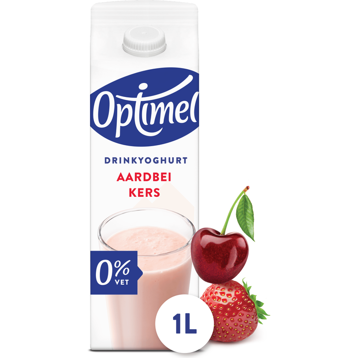 Optimel Drinkyoghurt Aardbei Kers 0% Vet 1L