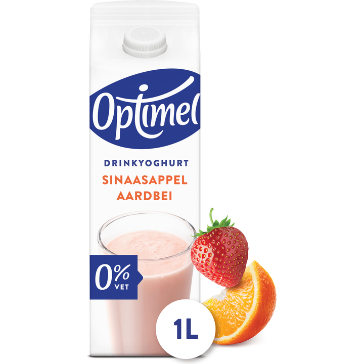 Optimel Drinkyoghurt Sinaasappel Aardbei 0% Vet 1L