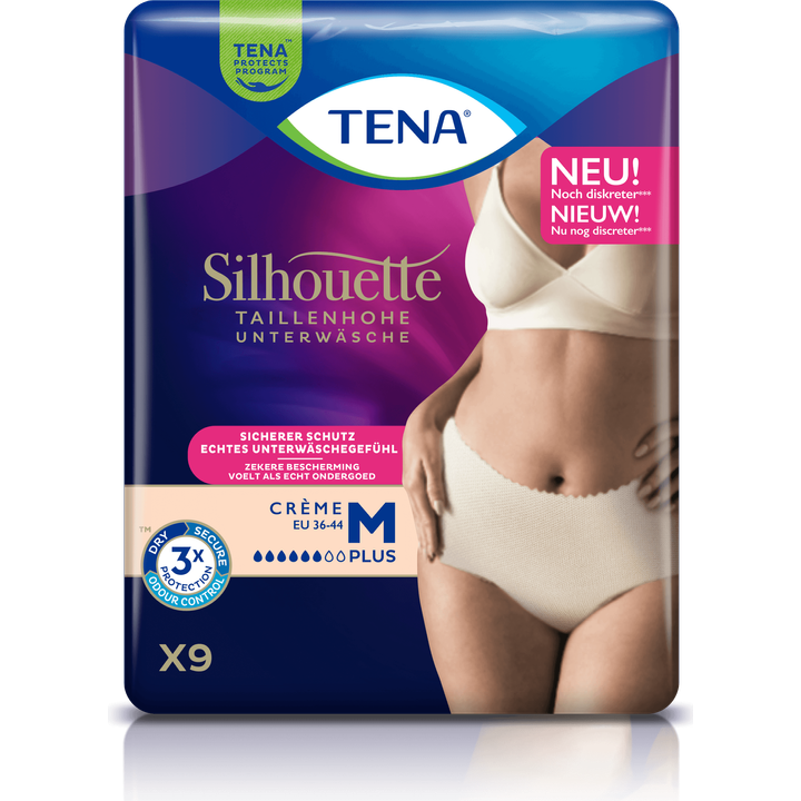 Tena lady Tena Silhouette Hoge Taille Broekje Crème Maat M 36-44 Plus 9 Stuks