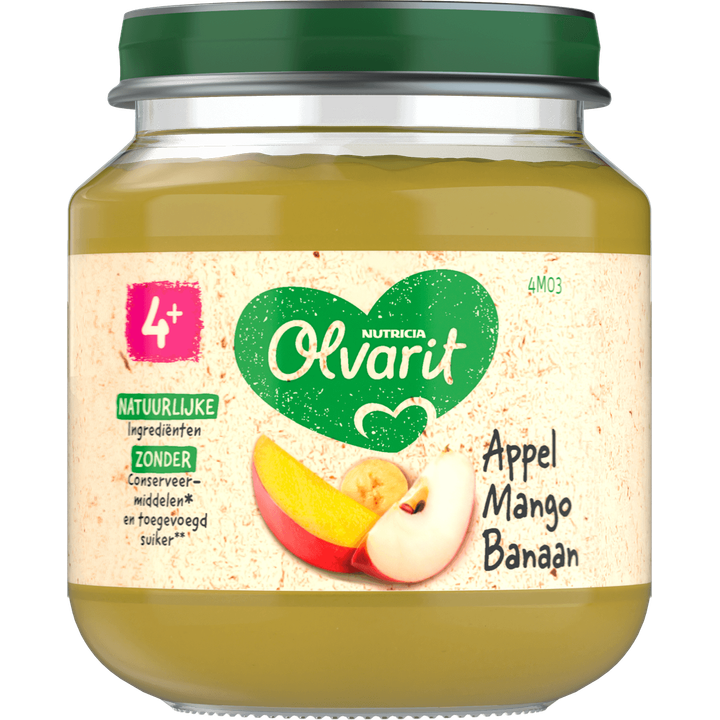 Olvarit Appel Mango Banaan 4+ Maanden 125 g