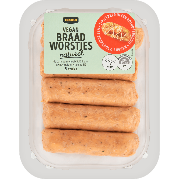 Vegan Braadworstjes Naturel 5 Stuks
