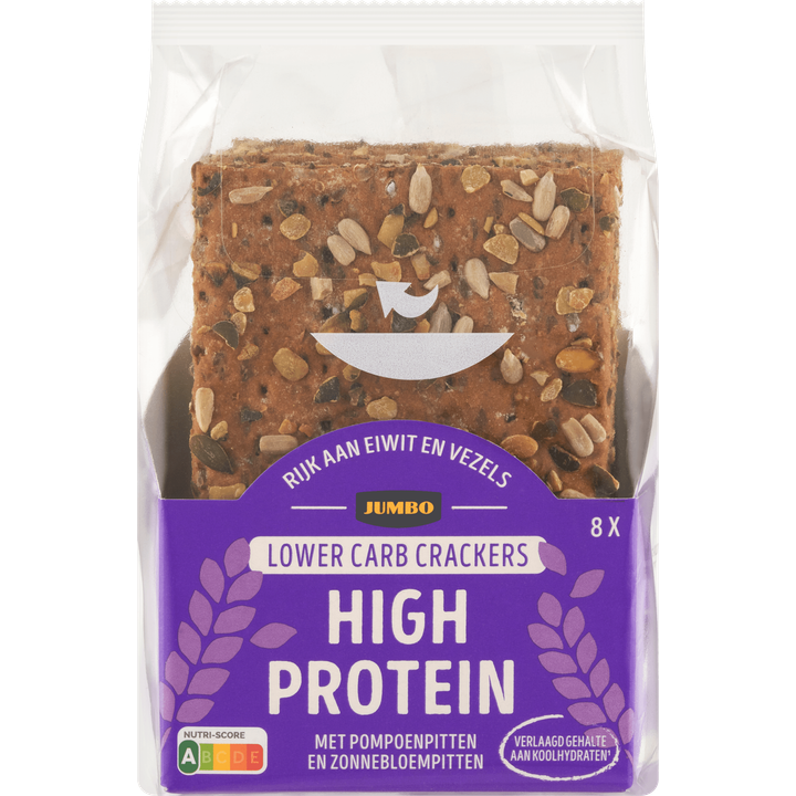 Crackers High Protein met Pompoenpitten en Zonnebloempitten 8 Stuks