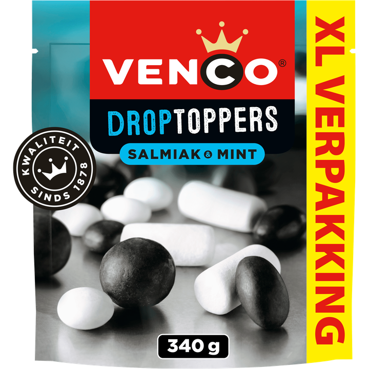 Venco Droptoppers Salmiak & Mint XL Verpakking 340 g