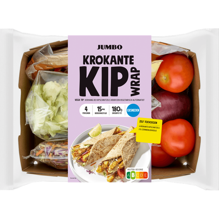 Gesneden Verspakket Krokante Kip Wrap 4 Personen