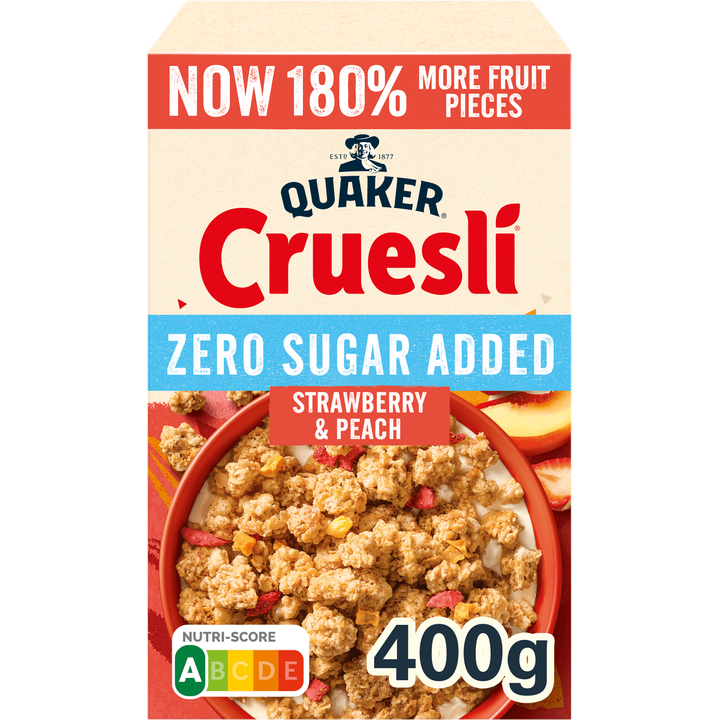 Quaker Cruesli Zero Sugar Added Aardbei & Perzik 400 gr