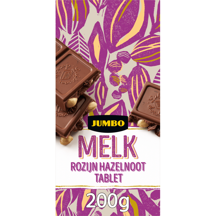 Melkchocolade Tablet met Rozijn en Hazelnoot