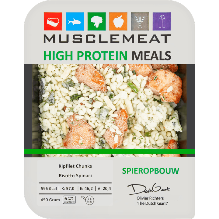 High Protein Meals Kipfilet Chunks Risotto Spinaci