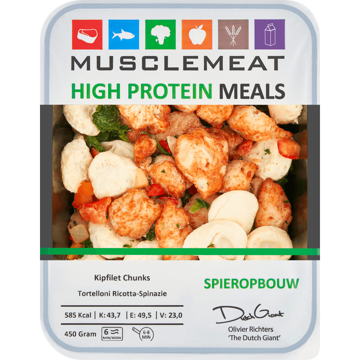 High Protein Meals Kipfilet Chunks Tortelloni Ricotta-Spinazie Spieropbouw