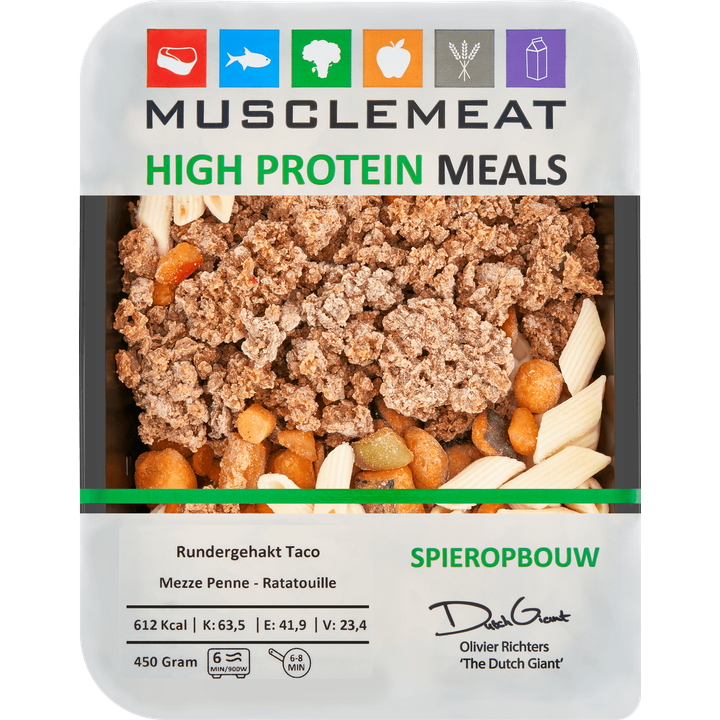High Protein Meals Rundergehakt Taco Mezze Penne - Ratatouille