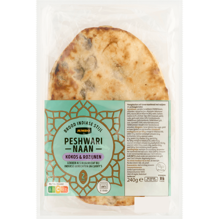 Peshwari Naan Kokos & Rozijnen 2 Stuks