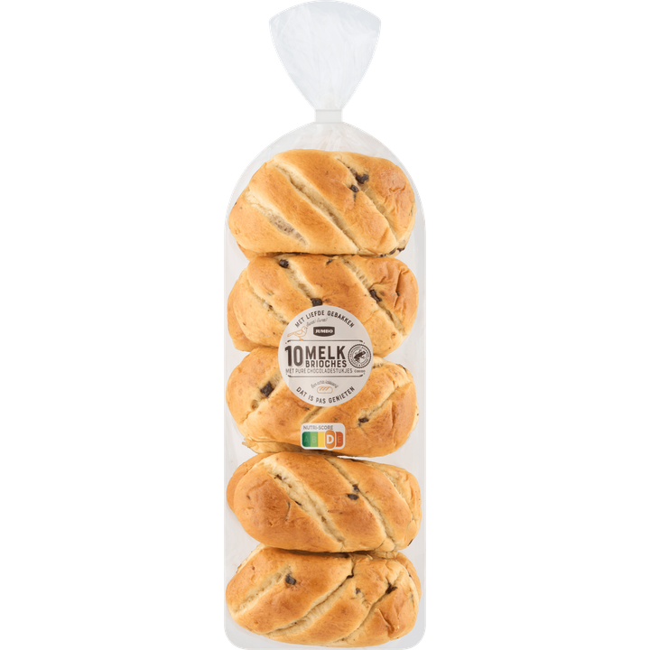 Melk Brioches met Pure Chocoladestukjes 10 Stuks