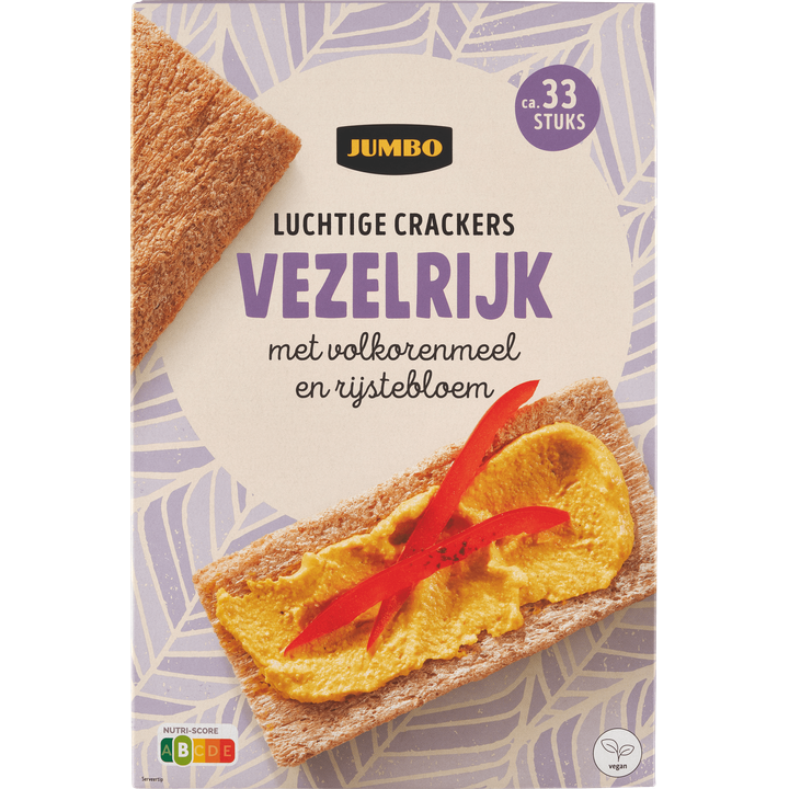 Luchtige Crackers Vezelrijk met Volkorenmeel en Rijstebloem