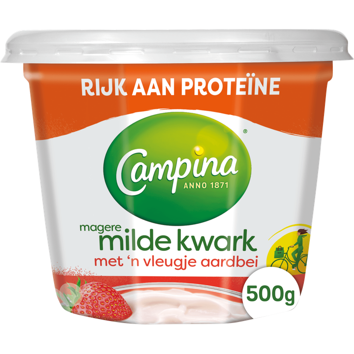 Campina Magere Milde Kwark met 'n Vleugje Aardbei 500 g