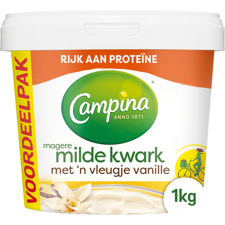 Campina Magere Milde Kwark met 'n Vleugje Vanille Voordeelpak 1 kg