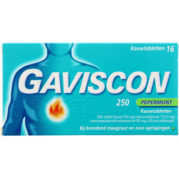 Gaviscon Kauwtabletten Pepermunt bij brandend maagzuur 16 Stuks