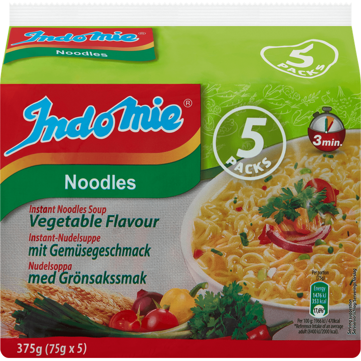 Indomie Instant Noodles Soup Vegetable Flavour 5 x 75 g