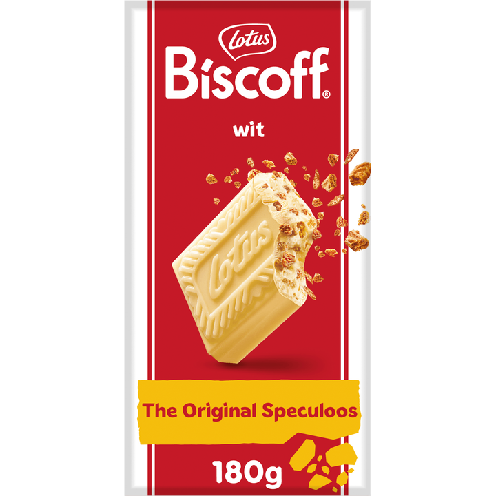 Lotus Biscoff speculoos witte chocoladereep met speculoos stukjes 180 g